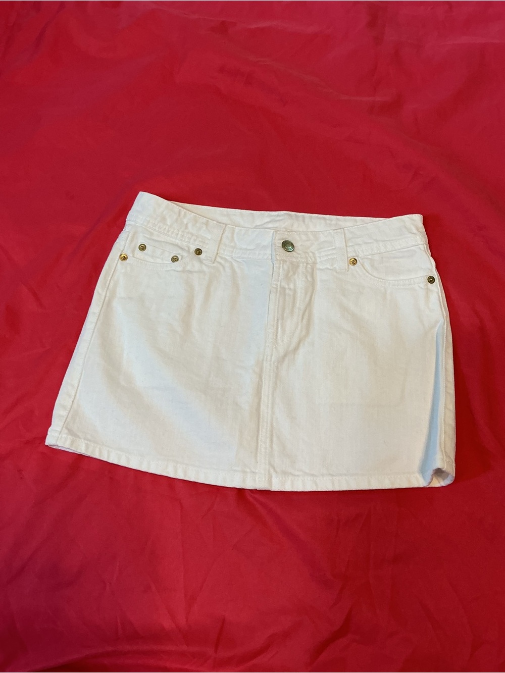 Coach White Denim Skirt with Branded Waist Label